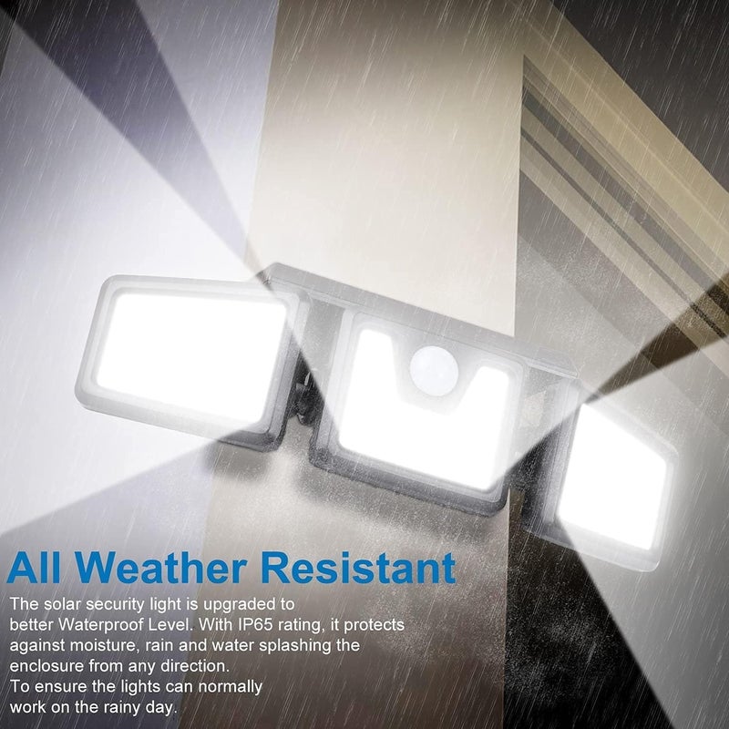AmeriTop Solar Lights Outdoor, 2 Pack 128 High Brightness LED Cordless Solar Motion Sensor Lights; 3 Adjustable Heads, 270°Wide Angle Illumination, IP65 Waterproof, Security Flood Light - Image 5